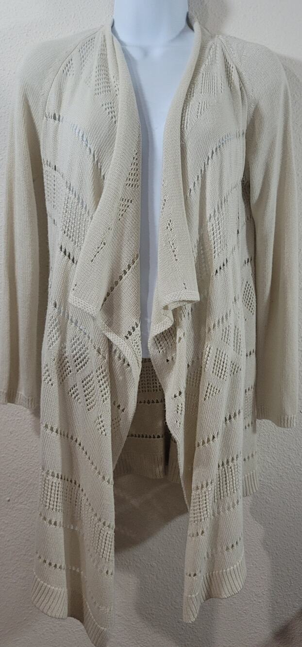 Knox Rose Cream Draped Front Cardigan Sweater Small Lightweight Soft Stretchy